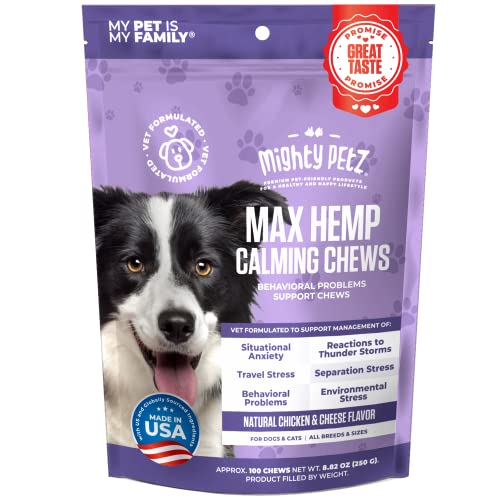 MAX Hemp Calming Chews for Dogs – Dog Situational Anxiety Relief & Anti Stress Bites w. Melatonin,...