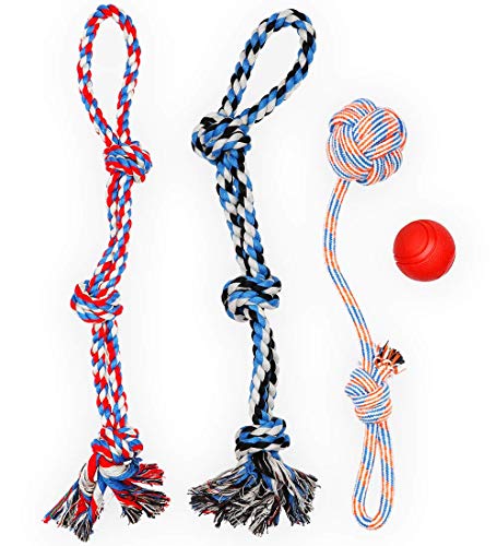 Pacific Pups Products for Dogs - Rope Dog Toy Pack of 4, XL Dog Rope Toys for Large Dogs Aggressive...