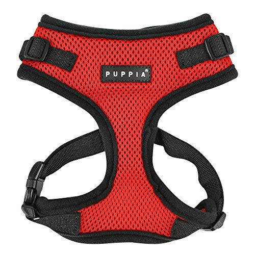 Authentic Puppia RiteFit Harness with Adjustable Neck, Red, Small