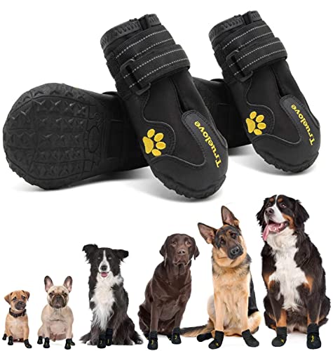 EXPAWLORER 4PCS Anti-Slip Dog Shoes - Waterproof & Stain Resistant Dog Booties with Reflective...