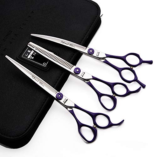 AKITZ Soft Touch pet Grooming Shear Set Dog Grooming Scissors Set, 4-Pieces Straight, Downward...