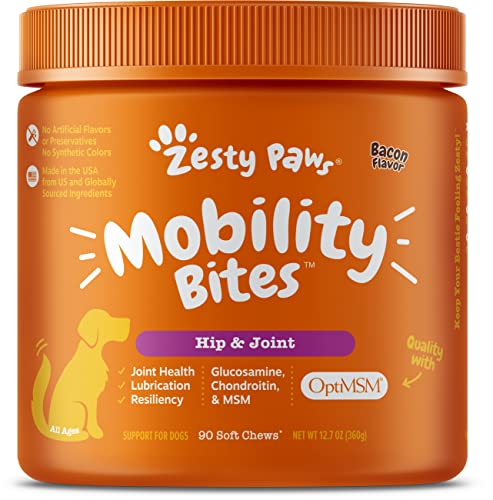 Zesty Paws Glucosamine for Dogs - Hip & Joint Health Soft Chews with Chondroitin & MSM - Functional...