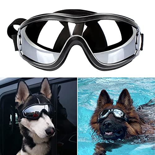 PEDOMUS Dog Sunglasses Dog Goggles Adjustable Strap for Travel Skiing and Anti-Fog Dog Snow Goggles...