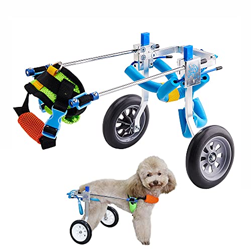 U/D HeoBam Pet Wheelchair for Handicapped Hind Legs Small Dog, Two Wheels Adjustable Dog Wheelchair,...