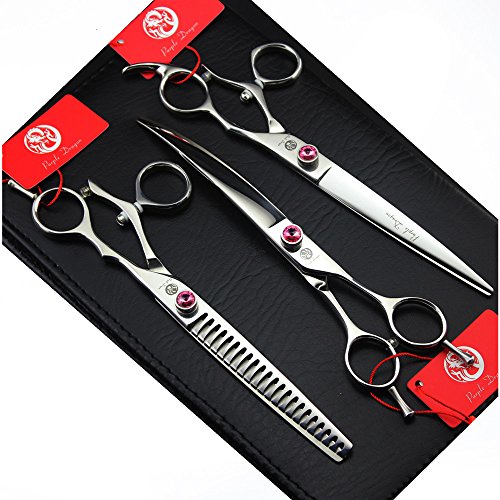 7.0'/8.0' 3 in 1 Top-Level Professional Pet Grooming Thinning or Chunker Scissors - Downward Curved...