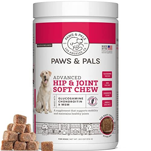 Glucosamine for Dogs, 240 Soft Chews of Advanced Hip and Joint Supplements for Dogs Vet Formulated...