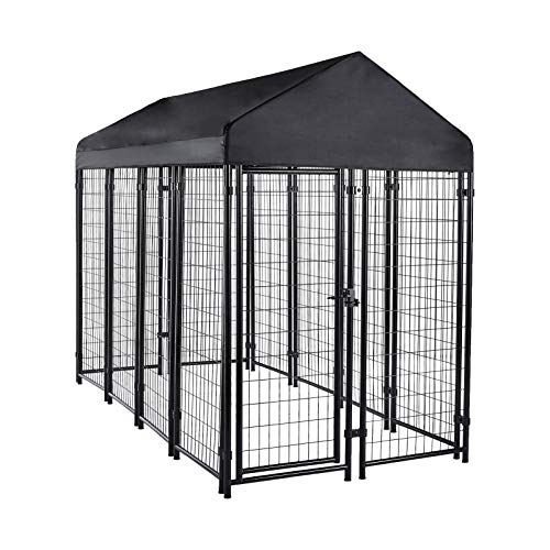Amazon Basics Welded Rectangular Outdoor Wire Crate Kennel, Large, Black, 102 x 48 x 72 Inches