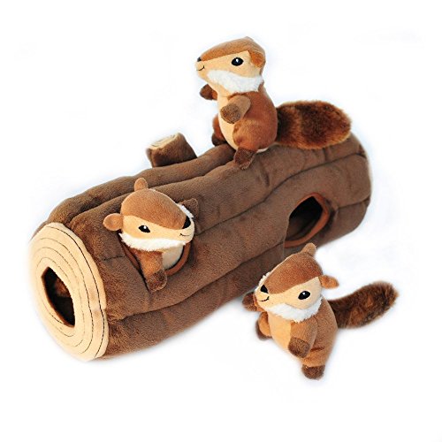 ZippyPaws Burrow, Woodland Friends Chipmunks 'n Log - Interactive Dog Toys for Boredom - Hide and...