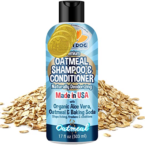 Organic Natural Oatmeal Dog Shampoo and Conditioner | Conditioning Deodorizing Formula for Dogs Cats...