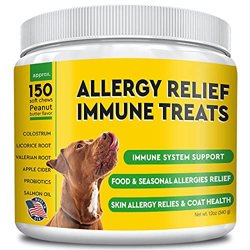 Pawfectchew Allergy Relief for Dogs - Immunity Supplement with Omega 3 Salmon Fish Oil, Colostrum,...
