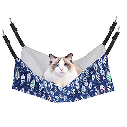 PERSUPER Cat Hammock Bed for Cage - 22x18 inch Adjustable Hanging Cat Bed Reversible Cat hammocks...