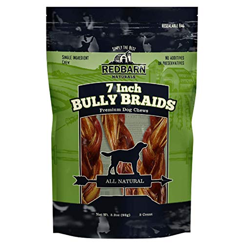 Redbarn 7' Braided Bully Sticks for Dogs. Natural, Grain-Free, Highly Palatable, Long-Lasting Dental...