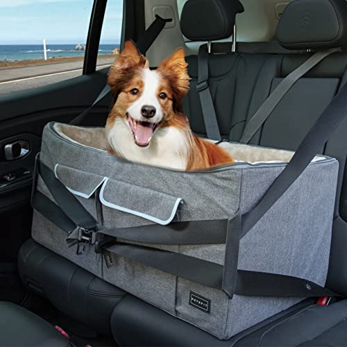 Petsfit Dog Car Seat for Large Dogs, Pet Travel Dog Booster Seat with 2 Safety Belt, Washable...