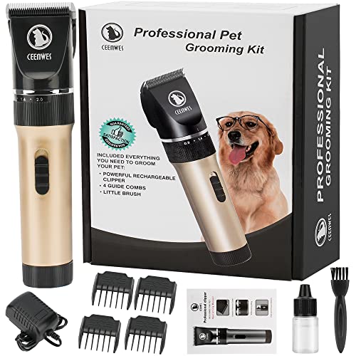 Ceenwes Pet Clippers (Upgrade Version) Low Noise Professional Dog Clippers Rechargeable Cordless Pet...