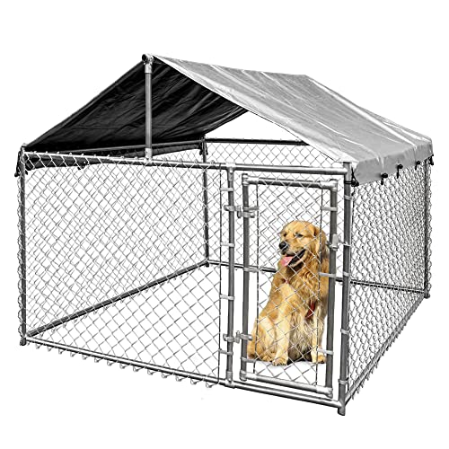 HITTITE Outdoor Chain Link Dog Kennel for Small to Medium Dogs 6.76'L x 6.76'W x 5.64'H, Anti-Rust...