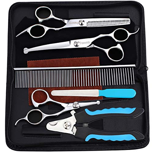 Freewindo Dog Grooming Scissors Kit, Safety Round Tip, Heavy Duty Stainless Steel Dog Scissors and...