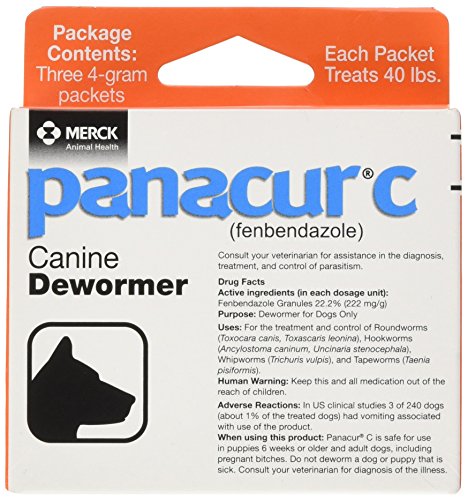 Panacur C Canine Dewormer (Fenbendazole), 4 Gram,Red