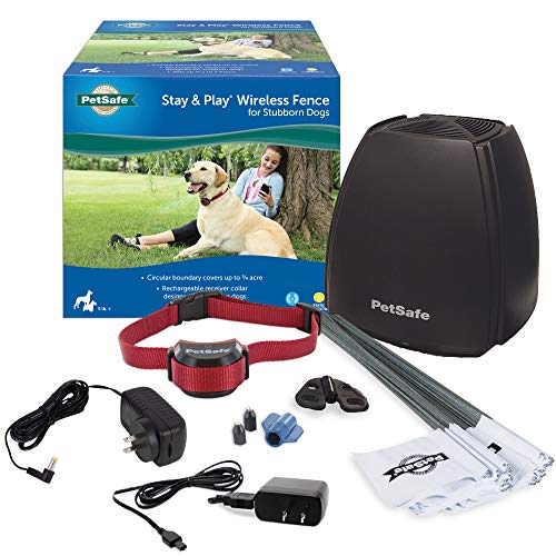 PetSafe Stay & Play Wireless Pet Fence for Stubborn Dogs – No Wire to Bury – Covers 3/4-Acre...