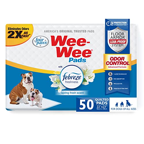 Four Paws Wee-Wee Odor Control with Febreze Freshness Pee Pads for Dogs - Dog & Puppy Pads for Potty...