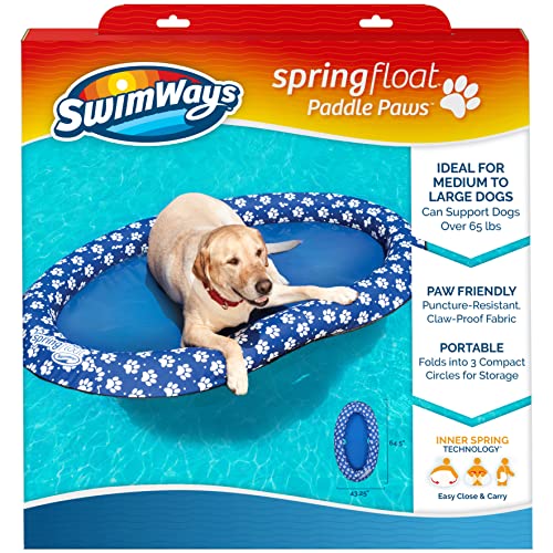 SwimWays Paddle Paws Spring Float Dog Raft, Large (65 lbs. and Up), Blue