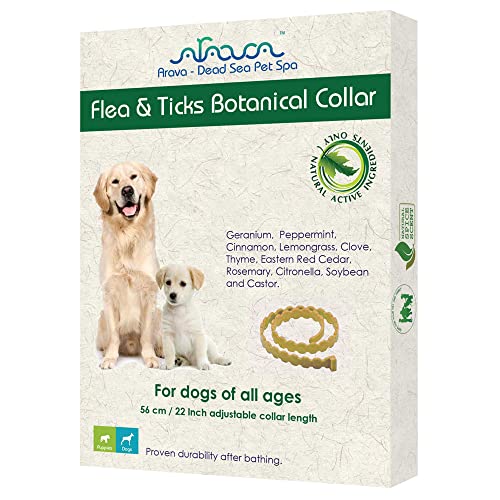 Arava Flea & Tick Collar - for Dogs & Puppies - Length-22'' - 11 Natural Active Ingredients - Safe...
