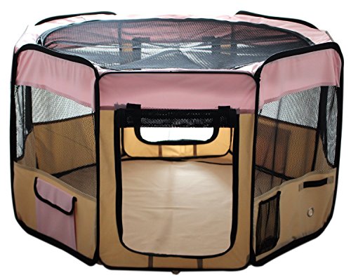 ESK Collection 48' Pet Puppy Dog Playpen Exercise Pen Kennel 600d Oxford Cloth Pink