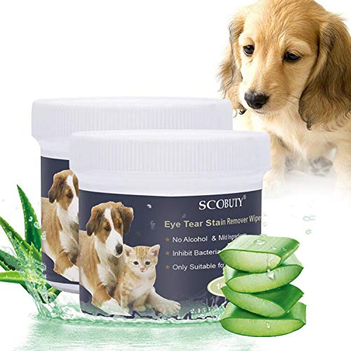 SCOBUTY Pet Wipes,Pet Eye Wipes,Pet Tear Stain Wipes,Natural Tear Eye Stain Remover Pads for Pets,...