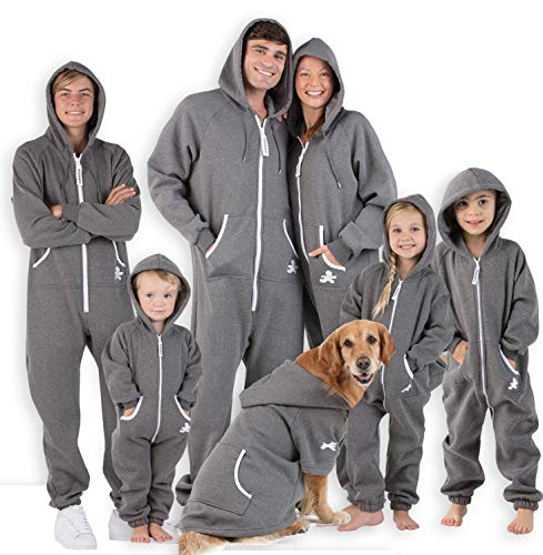 Footed Pajamas Joggies - Family Matching Rock Gray Hoodie Onesie Tracksuit for Boys, Girls, Men,...