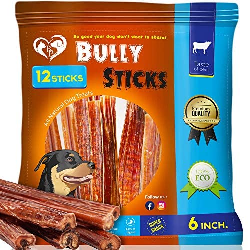 Beloved Pets Best Thick Bully Sticks For Dogs & Puppies 6 and 12 Inch - 100% Beef Large Pizzle Made...