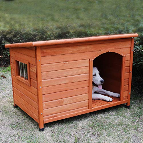 33.4' Wood Dog Houses Outdoor Insulated, Weatherproof Dog Houses Outside with Door Cute Wooden