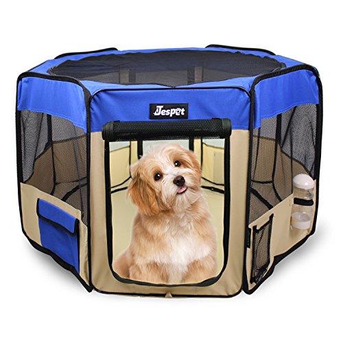 JESPET 45' Pet Dog Playpens, Portable Soft Dog Exercise Pen Kennel with Carry Bag for Puppy Cats...