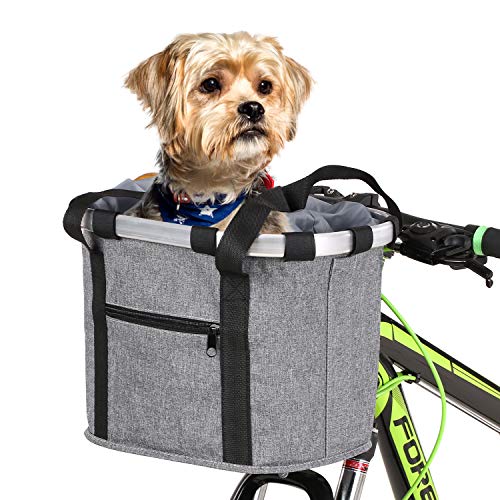 Lixada Bike Basket, Small Pet Cat Dog Carrier Bicycle Handlebar Front Basket - Folding Detachable...