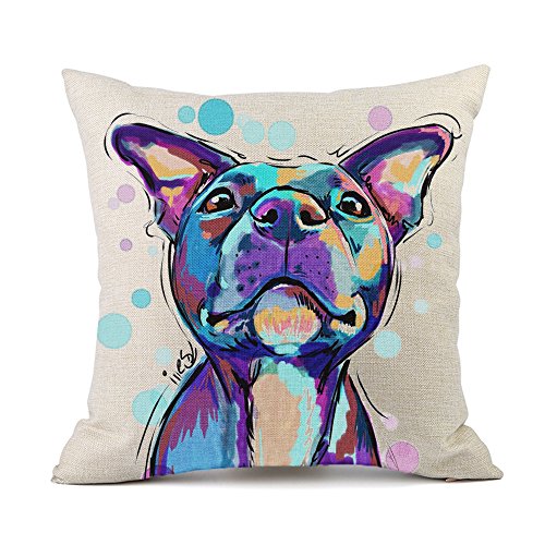 Redland Art Cute Pet Pit Bull Dogs Pattern Linen Throw Pillow Covers Cushion Cover Pillowcases Home...