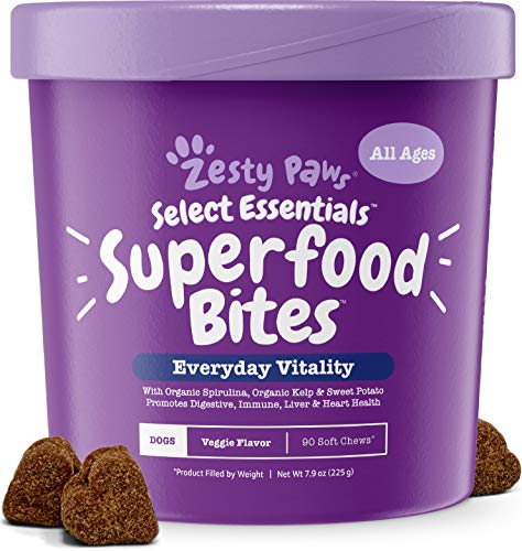 Superfood Chewable Treats for Dogs - Grain Free Fruit & Veggies Dog Supplement - Spirulina, Pumpkin,...