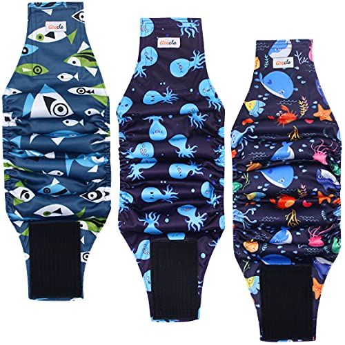 Grecle Premium Male Dog Wraps - High Absorbency Male Dog Diapers (Pack of 3) - Washable Belly Band...
