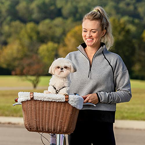 PetSafe Happy Ride Wicker Bicycle Basket for Dogs and Cats - Stylish Weather Resistant Wicker...