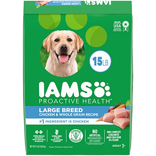 IAMS Adult High Protein Large Breed Dry Dog Food with Real Chicken, 15 lb. Bag