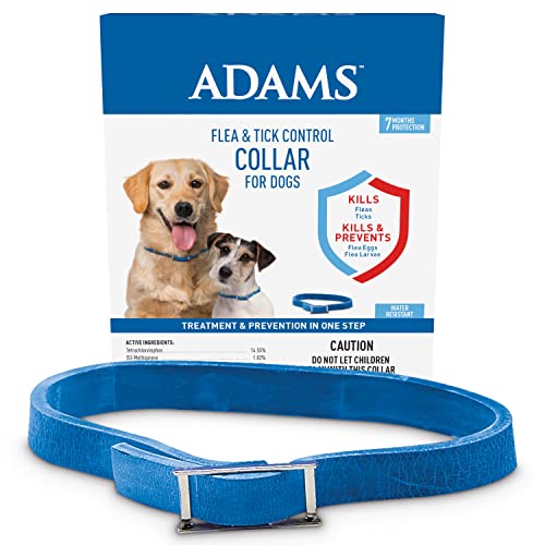 Adams Flea & Tick Control Collar for Dogs, 7-Month Protection, Adjustable One Size Collar Fits All,...