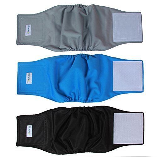 Teamoy Reusable Wrap Diapers for Male Dogs, Washable Puppy Belly Band Pack of 3 (M, 13'-16' Waist,...