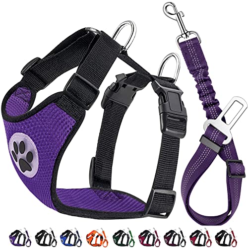 Lukovee Dog Safety Vest Harness with Seatbelt, Dog Car Harness Seat Belt Adjustable Pet Harnesses...