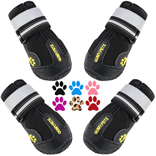 QUMY Dog Shoes for Large Dogs, Medium Dog Boots & Paw Protectors for Winter Snowy Day, Summer Hot...