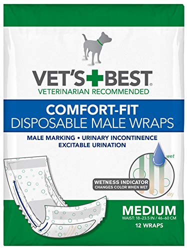 Vet's Best Vet’s Best Comfort Fit Disposable Male Dog Diapers | Absorbent Male Wraps with Leak...