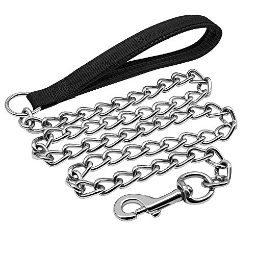 Beirui Premium 4.0 mm*4 Foot Chain Heavy Duty Dog Leash - Brown Soft Padded Handle Lead - Perfect...