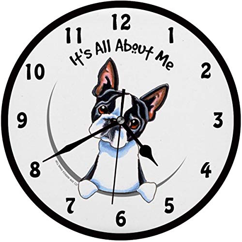 BCWAYGOD Boston Terrier Wall Clock It's All About Me Silent Non Ticking Home Art Bedroom Living Dorm...
