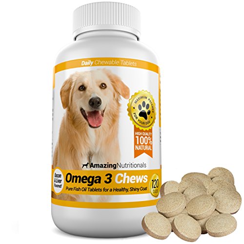 Amazing Omega 3 for Dogs - Dog Fish Oil Pet Antioxidant for Shiny Coat, Joint and Brain Health - 120...