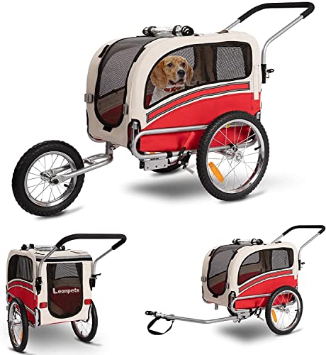 Sepnine Leopets 3 in 1 Pet Dog Bike Trailer, Dog Cart for Small, Bicycle Trailer with Jogger and...