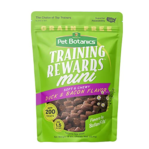 Pet Botanics 4 oz. Pouch Training Reward Mini Soft & Chewy, Duck and Bacon Flavor, with 200 Treats...
