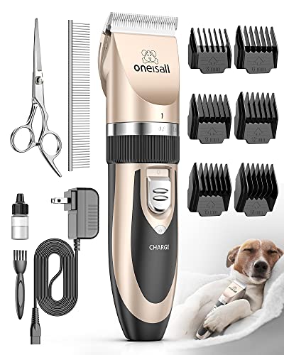 oneisall Dog Shaver Clippers Low Noise Rechargeable Cordless Electric Quiet Hair Clippers Set for...