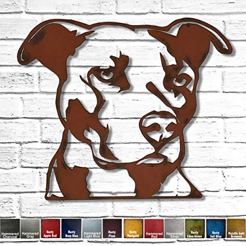 Pit Bull Bust - Metal Wall Art home decor - Handmade - Choose 11', 17' or 23' - Choose your Patina...