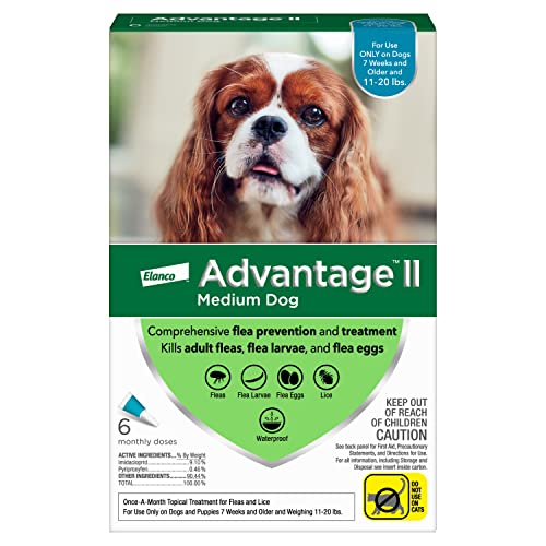 Advantage II 6-Dose Medium Dog Flea Prevention, Topical Flea Treatment for Dogs 11-20 Pounds